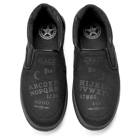 Luxury Gothic Slip-On Ouija Board Shoes Flat Black/Gloss Black New main image 6